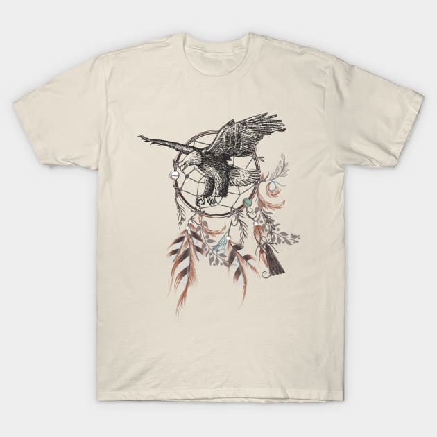 Boho Style Eagle with Dreamcatcher T-Shirt by BWXshirts